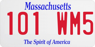 MA license plate 101WM5