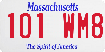 MA license plate 101WM8