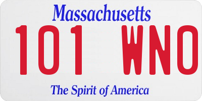 MA license plate 101WN0