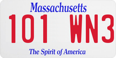 MA license plate 101WN3