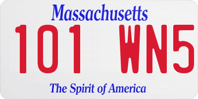 MA license plate 101WN5