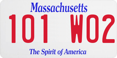MA license plate 101WO2