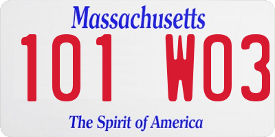 MA license plate 101WO3