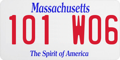 MA license plate 101WO6