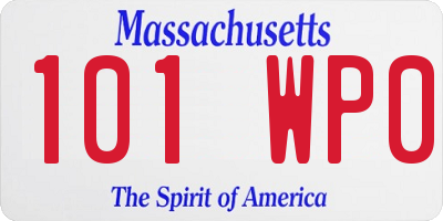 MA license plate 101WP0