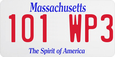 MA license plate 101WP3
