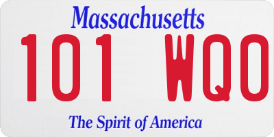 MA license plate 101WQ0