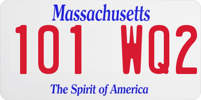 MA license plate 101WQ2