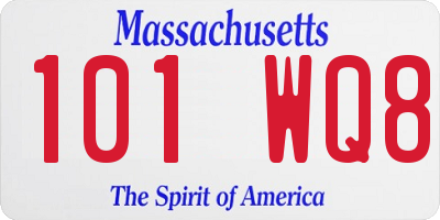 MA license plate 101WQ8