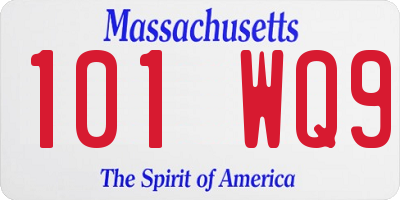 MA license plate 101WQ9