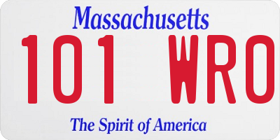 MA license plate 101WR0