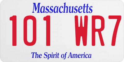 MA license plate 101WR7