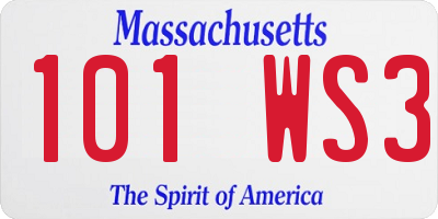 MA license plate 101WS3