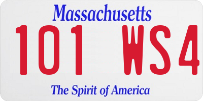 MA license plate 101WS4