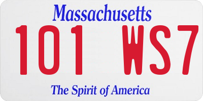 MA license plate 101WS7