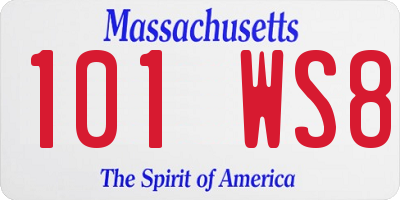 MA license plate 101WS8