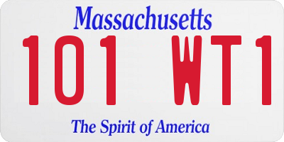 MA license plate 101WT1