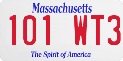 MA license plate 101WT3