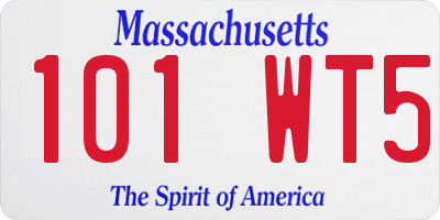 MA license plate 101WT5