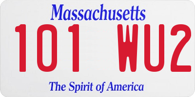 MA license plate 101WU2