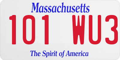 MA license plate 101WU3