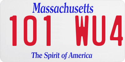 MA license plate 101WU4