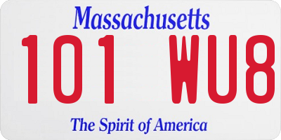 MA license plate 101WU8