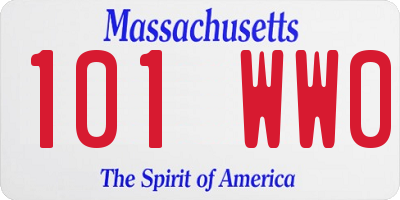 MA license plate 101WW0