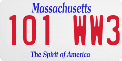 MA license plate 101WW3