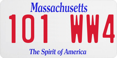 MA license plate 101WW4
