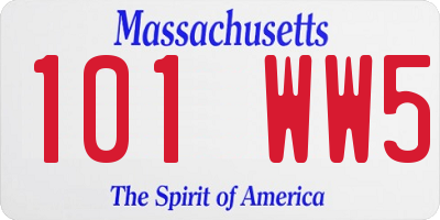 MA license plate 101WW5