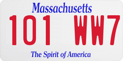 MA license plate 101WW7