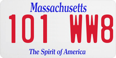 MA license plate 101WW8