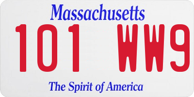MA license plate 101WW9