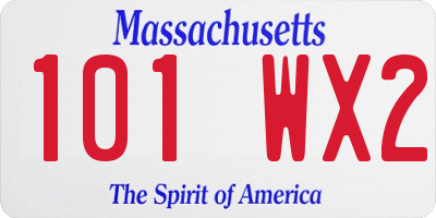 MA license plate 101WX2