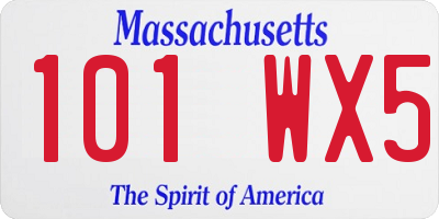 MA license plate 101WX5