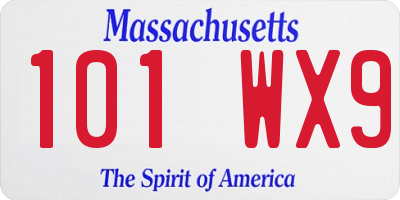 MA license plate 101WX9