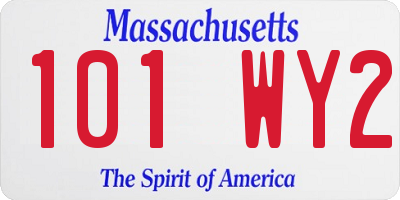 MA license plate 101WY2