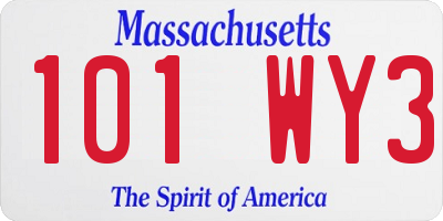 MA license plate 101WY3