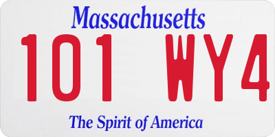 MA license plate 101WY4