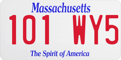 MA license plate 101WY5