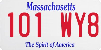 MA license plate 101WY8
