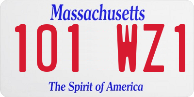 MA license plate 101WZ1