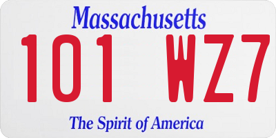 MA license plate 101WZ7