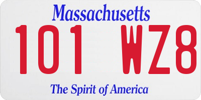 MA license plate 101WZ8