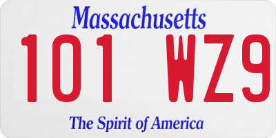 MA license plate 101WZ9