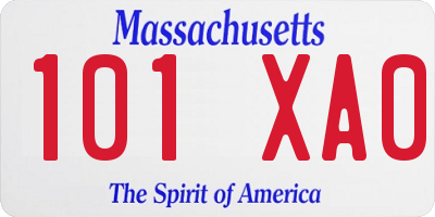 MA license plate 101XA0