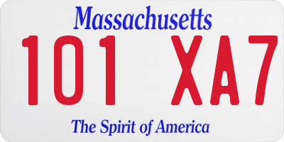 MA license plate 101XA7