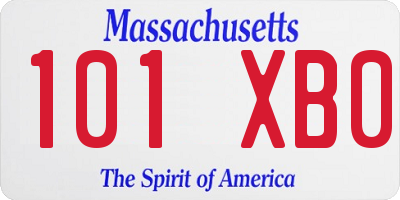 MA license plate 101XB0