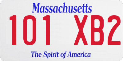 MA license plate 101XB2